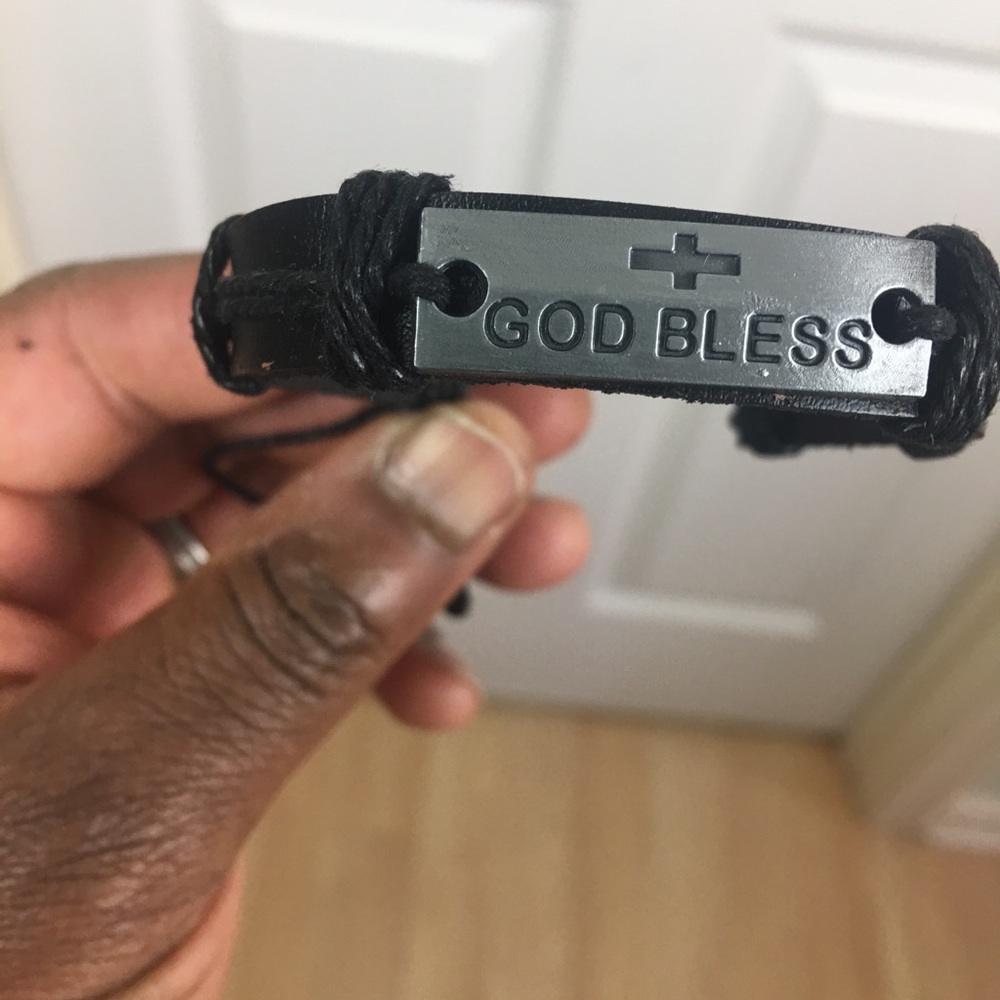 God Bless Leather Bracelet